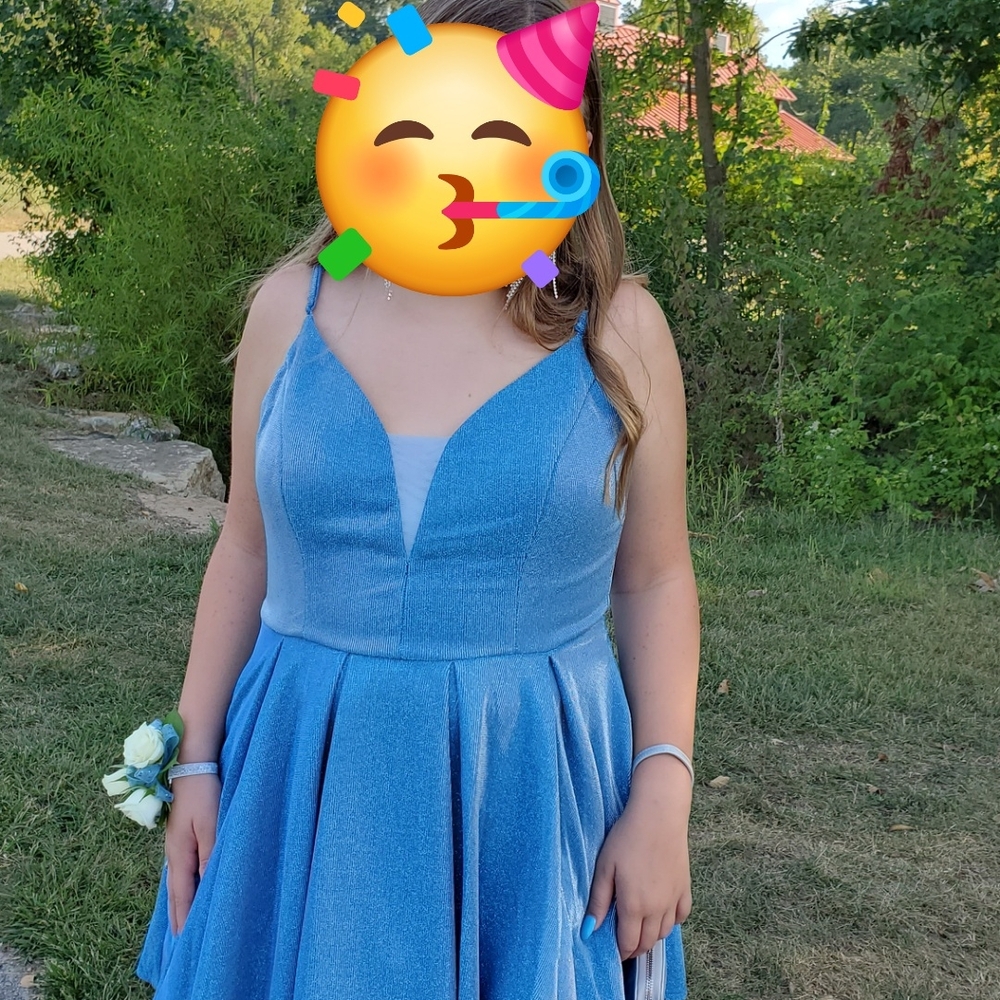 B Darlin Blue Sleeveless Dress